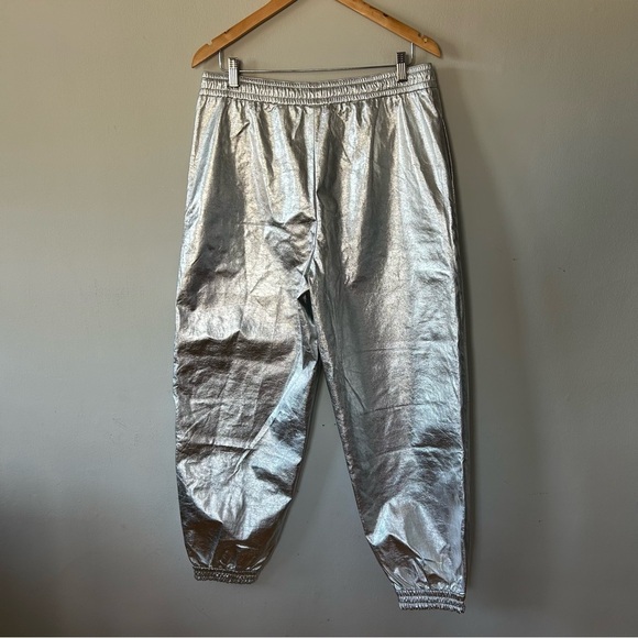 Stella McCartney Metallic Silver Foil Jogger Pants Size IT46/US 10/12 $995 NWOT - Picture 6 of 8